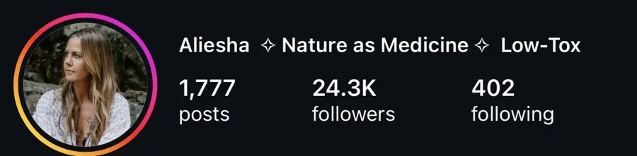 Aliesha's profile at 24.3K followers