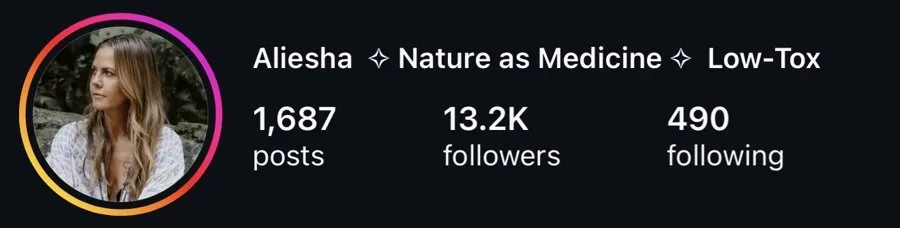 Aliesha's profile at 13.2K followers